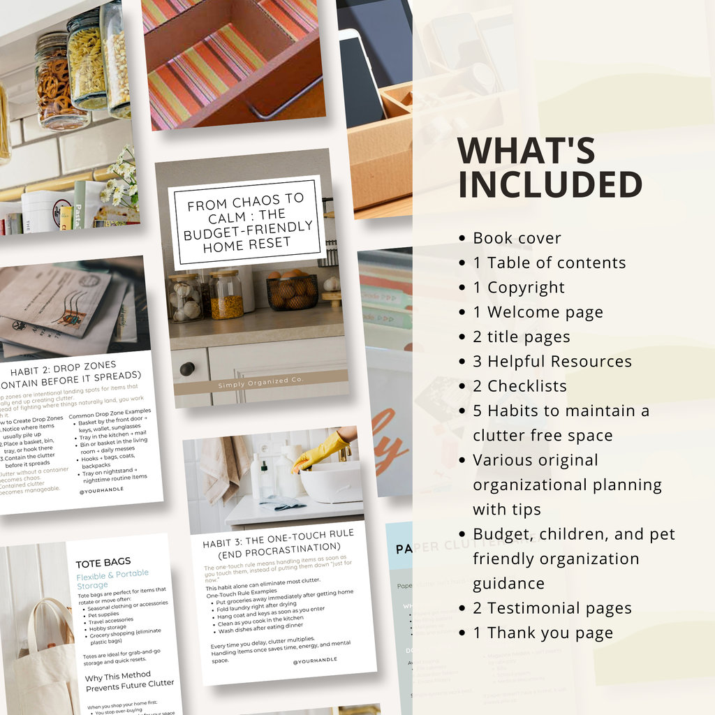 Home Organization Ebook Template for Beginners